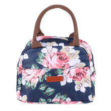 Liten LunchpåSe, Isolerade MatpåSar för Kvinnor, åTeranväNdbar MatlåDa för Vuxna, MatpåSe för Kvinnor (Blå med Blomma)