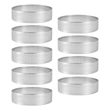 9 Pack Round Tart Ring, Mousse Rings, Stainless Steel Heat-Resistant Perforated Mousse Rings, Metal Round Ring Mold