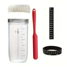 Brotgärungsglas, mit Atmungsaktivem Stoffbezug, Thermometer, Wiederverwendbares Sauerteigglas, Brotbacken, Klein