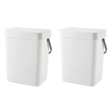 2X 1.3 Gallon Kitchen Compost Bin Trash Can with Lid Under Sink Food Waste Bin Small and Light Bathroom Trash Can White