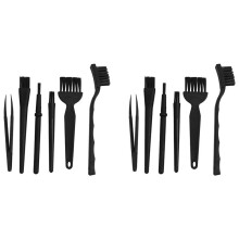 2X 6 in 1 Plastic Small Portable Handle Nylon Anti Static Brushes Cleaning Keyboard Brush Kit, Black (Zip Bag )