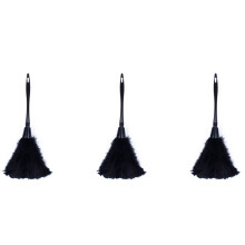 3Pc Fashion Turkey Feather Duster with Black Plastic Handle Cleaning Tool(Black)35cm