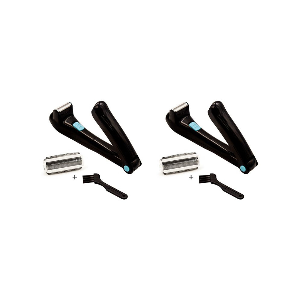 2X Men Shaving 180 Degrees Foldable Electric Back Hair Shaver Battery Manual Long Handle Hair Remover