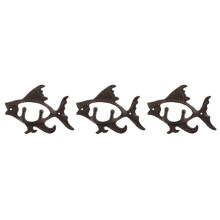 3X Fisch mit Zwei Haken Ocean Serie Guss Eisen Wand Haken Wand Halterung Handtuch Halter Haken Für Hut, Schlüssel, Mäntel