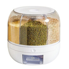 6 Grid Cereal Storage Container Dispenser Countertop Grain Organizer and Dispenser Round 360 Food Rotating Dispenser