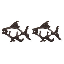 2X Pesce Con Due Ganci Serie Ocean Gancio Un Parete Nel Ferro Asciugamano per Montaggio Un Parete Gancio Appendiabiti per Cappello, Chiave, Cappotti