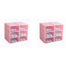 12-Piece Candy Color Shoe Box, Transparent Plastic Shoe Storage Box, Shoe Cabinet Storage Drawer Rectangle