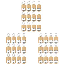 36Pack Wood Bottle Opener Wooden Keychain Bottle Openers Blanks Wood Engraving Key Chains Key Tag for Home Kitchen Party