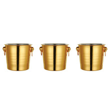 3PC 3L Stainless Steel Ice Bucket Thick Tiger Ice Bucket Party Ice Bucket (Gold)