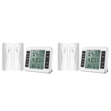 2X TermôMetro de Geladeira Sem Fio TermôMetro Digital de Freezer Monitor de Temperatura com 4 Sensores para Ambientes Internos e Externos