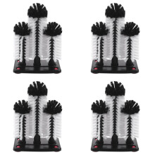 4X Glass Washer 3 Brush Glass Washing Brushes with Suction Base Bar Glass Cleaner for Bar,Kitchens,Red Wine Glasses,Cup