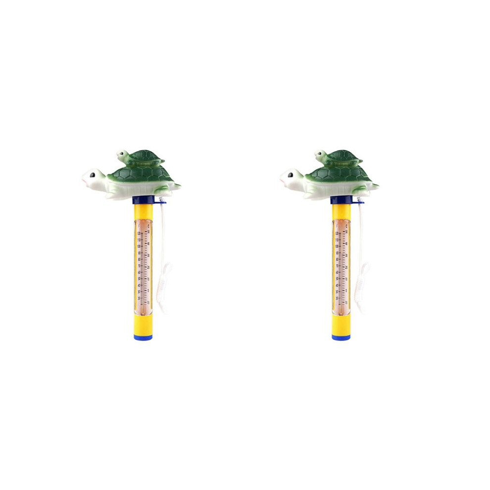 Green 2X Cartoon Pool Thermometer Floating Swimming Pool Thermometer Outdoor Indoor Bath Water Pond Turtle Thermometer