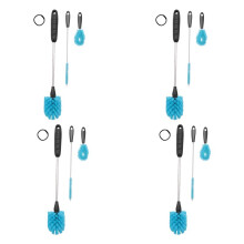 4X Stainless Steel Water Bottle Cleaning Brush Set,Long Handle Bottle Cleaner Set, Built for Narrow Neck Bottles