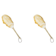 2X Lambswool Dusters with Solid Wooden Handle, Flexible , Anti-Static,for Office, Home and Car Etc.