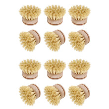 Washing Brush,Dish Brush,12 Pcs Replacement Brush Heads Wooden Cleaning Dish Brush Refillable Kitchen Beech