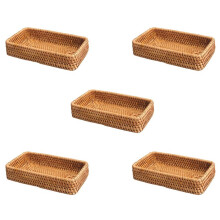 5X Handgeweven Opbergmand Rotan Opbergvak Rieten Manden Brood Fruit Eten Ontbijt Display Box Woondecoratie-C