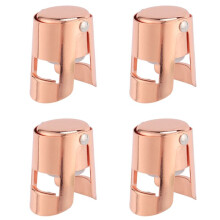 4X Champagne Bottle Stopper Rose Gold Stainless Steel Champagne Sealer Plug Super Powerful Vacuum Seal