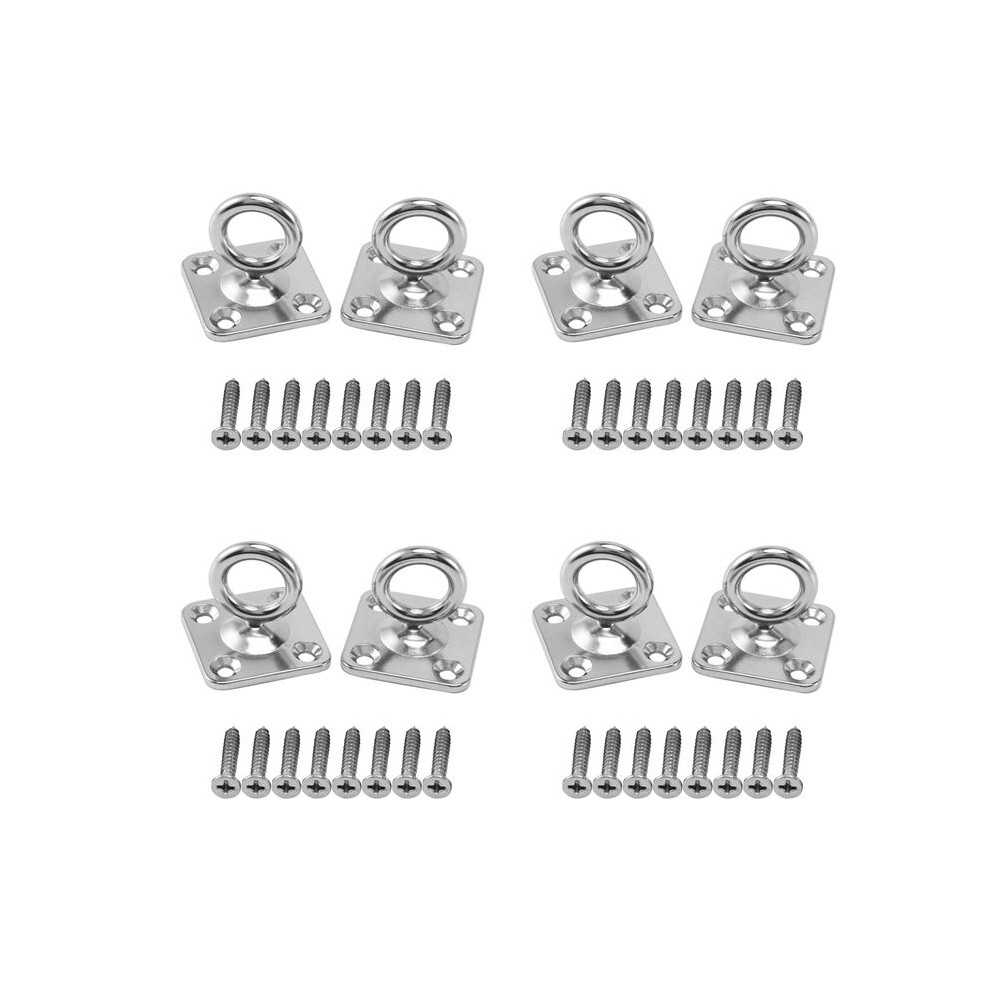 8Pcs Square Swivel Pad Eye Rotatable Ceiling Hook Wall Mounted Hook Stainless Steel Eye Pad Plate (With Screws) 6033609213476