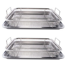 Luftfritteusenkorb für Ofen, Edelstahl-Fritteuse und Pfanne, Deluxe-Luftfritteuse Im Ihrem Ofen, 4-Teiliges Set, für Den Grill