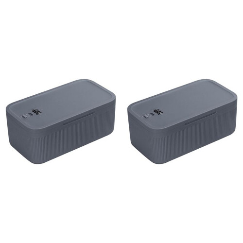 2X Lockable Storage Box, Locking Medicine Box, Cell Phone Locked Jail, Containers Bin Gray