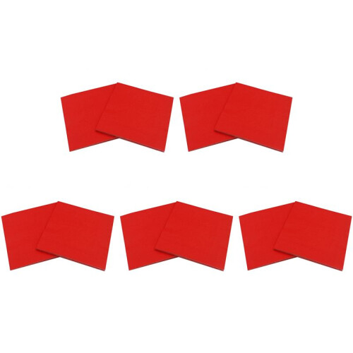 5 Pack Solid Color Printed Paper Napkin (Red)