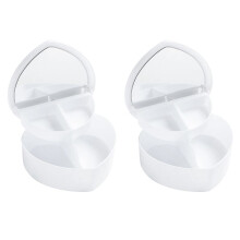 2X Boîtes à Bijoux en Forme de Cœur, Rangement de Bijoux en Plastique Blanc, Boîtes à Bijoux en Forme de Cœur, Boîtes de Papeterie, Boîte de