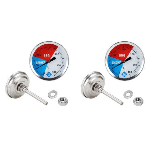 2X TS 300 Celsius 2 Polegadas Churrasqueira de Aço Inoxidável Churrasqueira Churrasqueira Termômetro Medidor de Temperatura