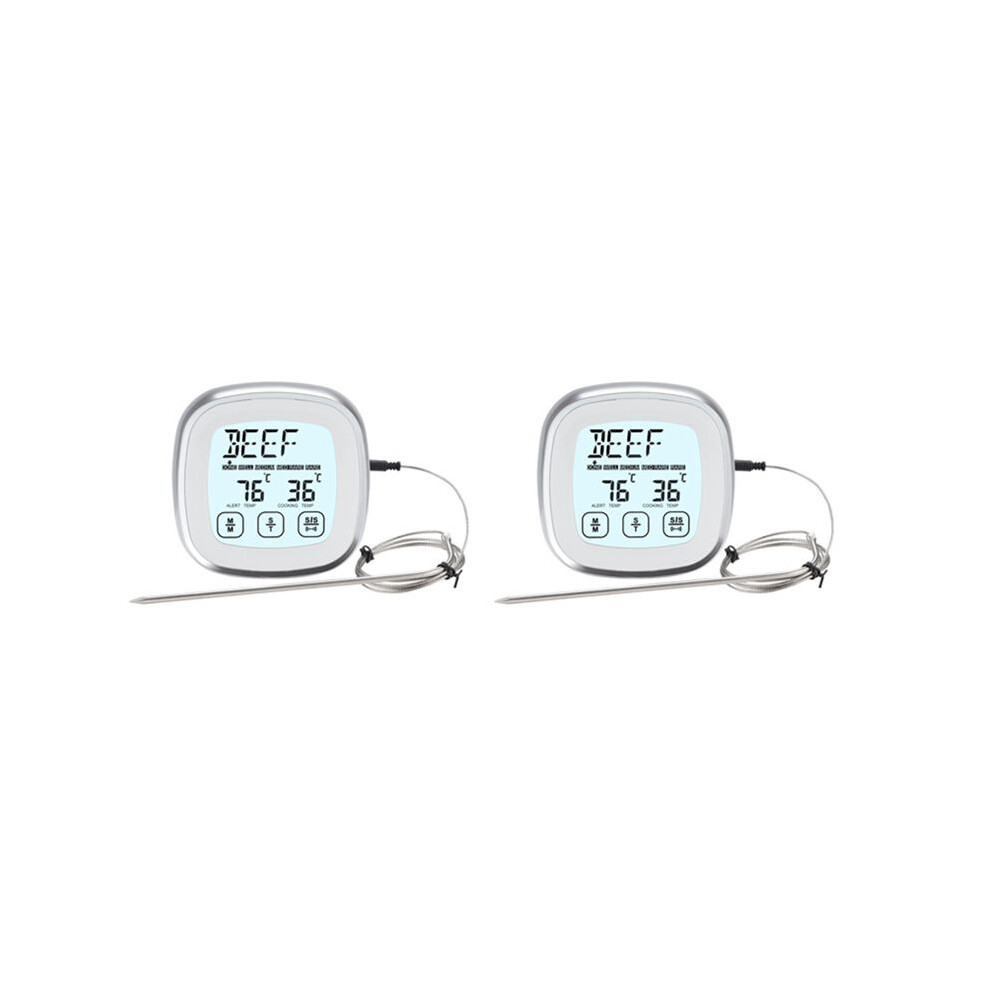 2X Digital Meat Thermometer For Grill - Oven Kitchen Cooking Instant Temperature Reader Gauge With Metal Wired Probes 4712791046377