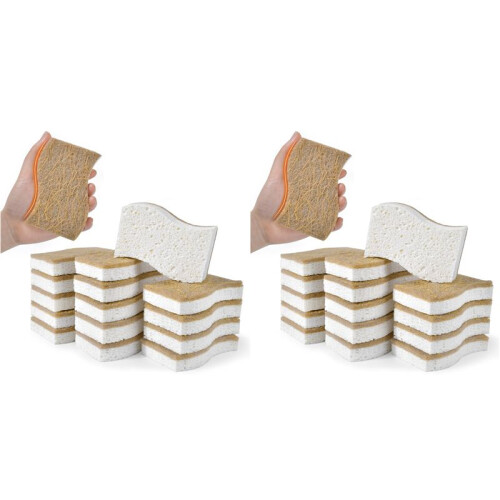 Eco-Friendly Natural Sponges for Dishes 30 Pack - Biodegradable Kitchen Sponge with Compostable Coconut Scrubber 1