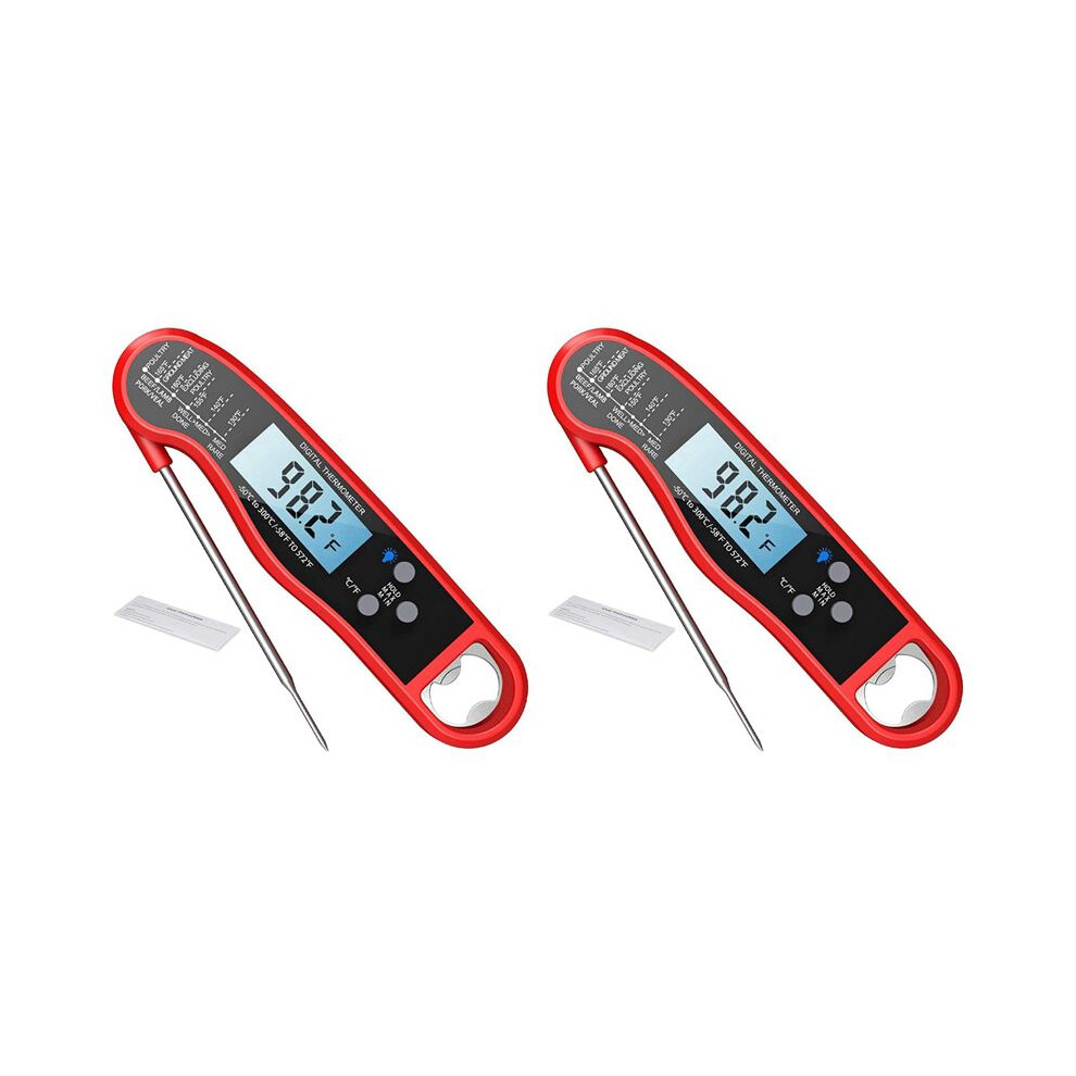 2X Kitchen Digital Food Thermometer Instant Read Meat Thermometer Probe for Cooking, BBQ, Grill and Oil Deep Fry