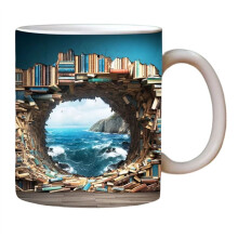 Bookshelf Mug 11Oz - A Library Shelf Cup, Library Bookshelf Mug, Book Lovers Coffee Mug, Space Design No.9