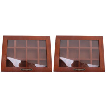 2X 12 Gitter Teebeutelhalter Aus Holz, Zuckerpäckchen, Gewürzbeutel, Aufbewahrungsbox für Instantkaffeebeutel mit Transparentem Deckel
