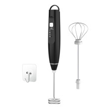Batidora de Espuma de Leche Recargable de Mano para Café con 2 Batidores, Batidora de Mano EléCtrica USB, Varilla de Espuma de 3 Velocidades-B