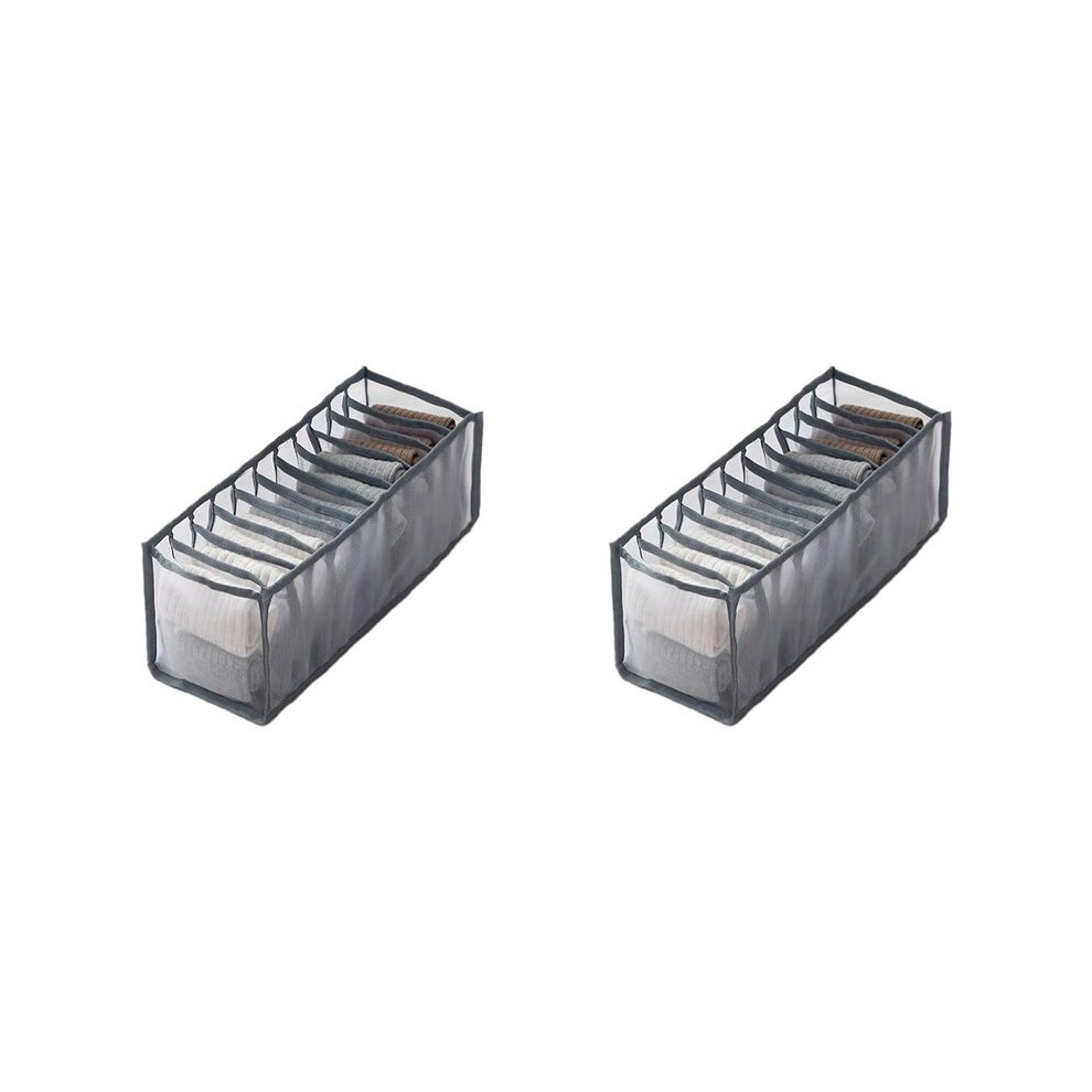 2X Underwear Bra Socks Organizer Storage, Washable Foldable Drawer Clothes Organizer (-11 Grids) Gray Torribaly