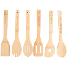 Divertido Juego de Cucharas de Madera, 6 Piezas de Cucharas de Cocina de Madera, Cuchara de Café de Madera Grabada con Refranes Divertidos B