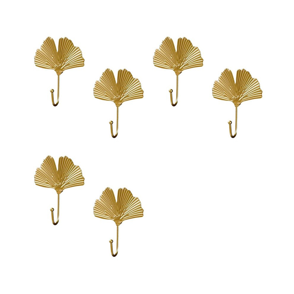 6X Coat Hooks Gold Hanging Holder For Key, Decorative Leaves Metal Hooks Wall Mounted Hooks Hanger 4711607298955