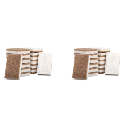 32PCS Biodegradable Compostable Cellulose Kitchen Sponges Coconut Scrubber - Eco Friendly Sponge for Dishes Cleaning