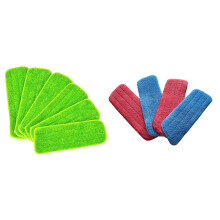 10 Pcs Mop Cleaning Wet Pad Mop Replacement Heads for Wet Dry Mops, 6 Pcs Green & 4 Pcs - Red