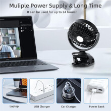Small Desk Clip Fan,Portable Personal USB Clip Fan for Home Office Travel Bed Stroller Camping Outdoor Fan White