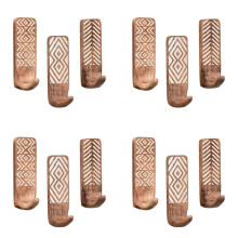 12 Pack Non-Destructive Wood Wall Hooks - Adhesive Wall Hooks - Boho Decorative Wall Hooks
