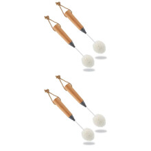 Wine Glass Cleaning Brush Flute and Stemware Brush Non Scratch Foam Bristle Brush with Wooden Handles 4Pcs