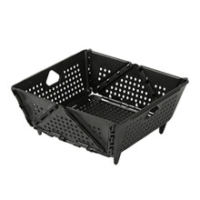 Plastic Collapsible Colander - Foldable Drain Basket with Resting Feet - Kitchen Food Strainer - Space-Saving Black