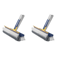 2X Langstielige Bodenbürste, Multifunktionale Schabe- und Reinigungsbürste, Reinigung Ohne Tote Winkel, Blau