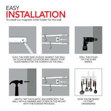 Wall Magnetic Knife Rack, Metal Kitchen Storage Magnetic Strips, Wall Knife Rack with Hooks