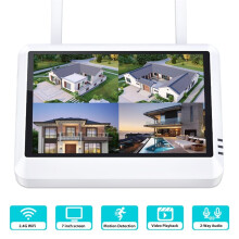 8-Kanalig Trådlös 7-Tums LCD-Skärm NVR-Skärm med WIFI-Hemsäkerhetsinspelaressystem Videoövervakning H.265 EU-Kontakt