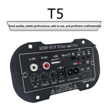 T-5 Amplifier Board 220v Mono Subwoofer Amplifier Support Tf Usb Fm for 5-10inch Bass Amplifier EU Plug