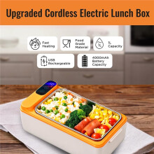 Rechargeable Electric Heated Lunch Box-Cordless Electric Portable Food Timer Heater Keep Hot Meal-for Men Women Adults