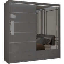 (Grey, 208cm) Charlie High Gloss Sliding Wardrobe