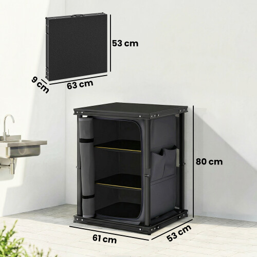 Outsunny Outsunny Camping Cupboards, Folding Camping Kitchen Table with 3-Tier 2