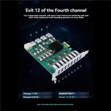 PCIe X1 to 4-Channel 12 Port USB 3.2 Gen1 Expansion Card PCI-E X4 USB3.0 5Gbps Adapter Card for PC Desktop